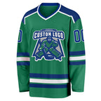 Custom Kelly Green Royal-White Hockey Jersey photo 2