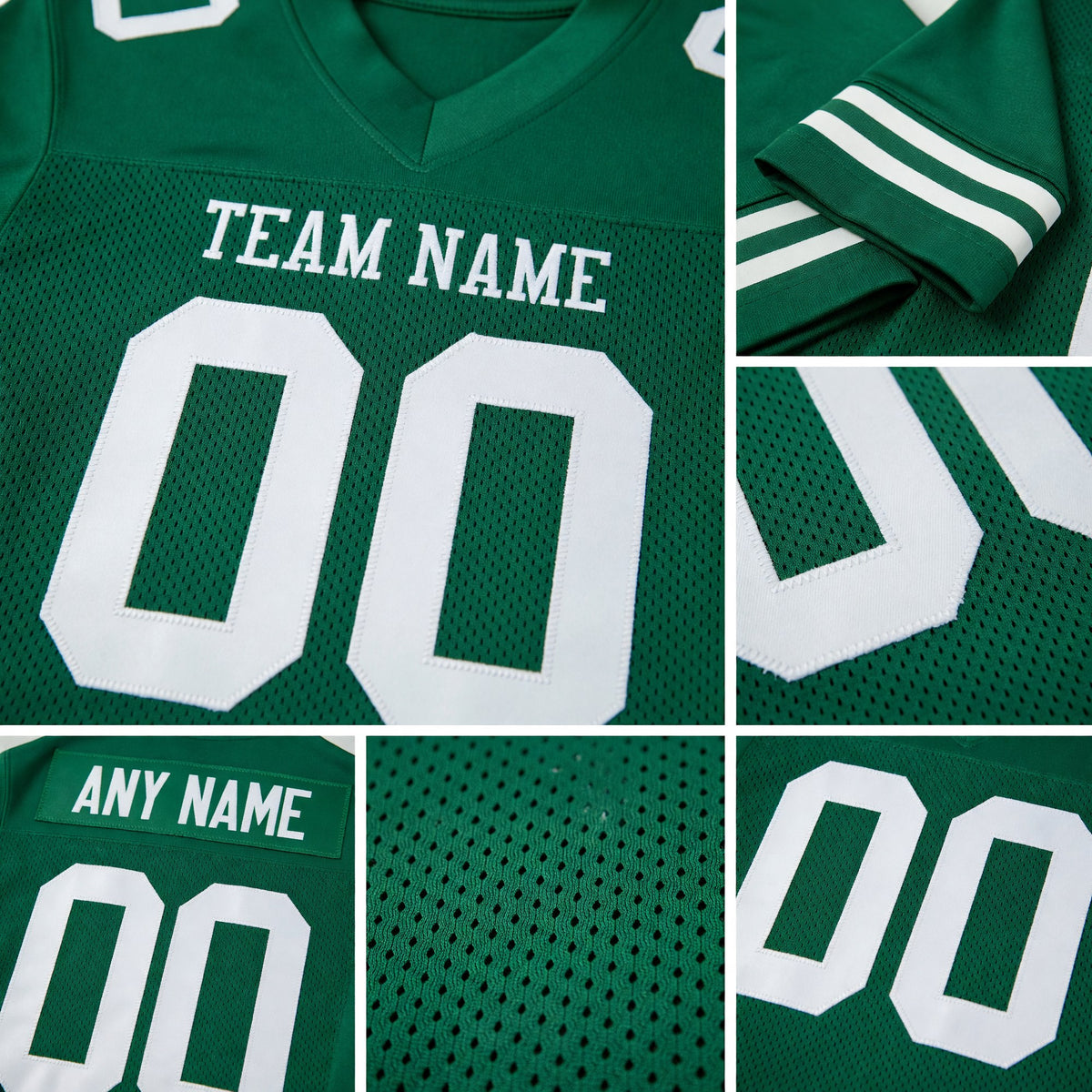 Custom Kelly Green White Mesh Authentic Football Jersey detail