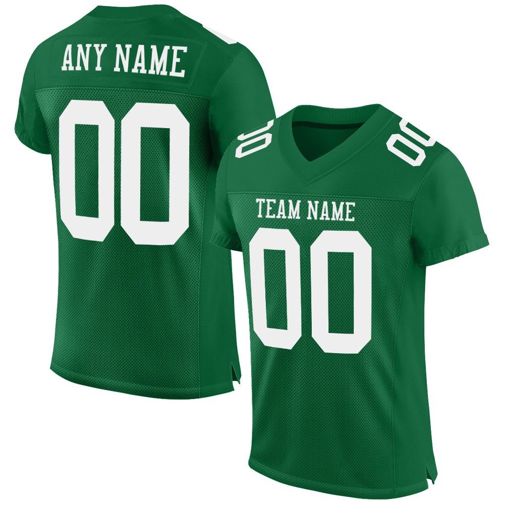 Custom Kelly Green White Mesh Authentic Football Jersey photo 1