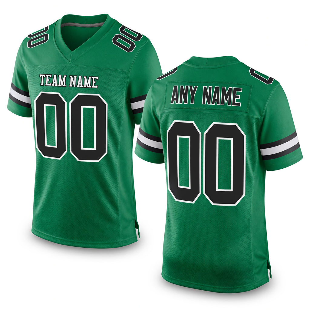 Custom Kelly Green Black-White Mesh Authentic Football Jersey