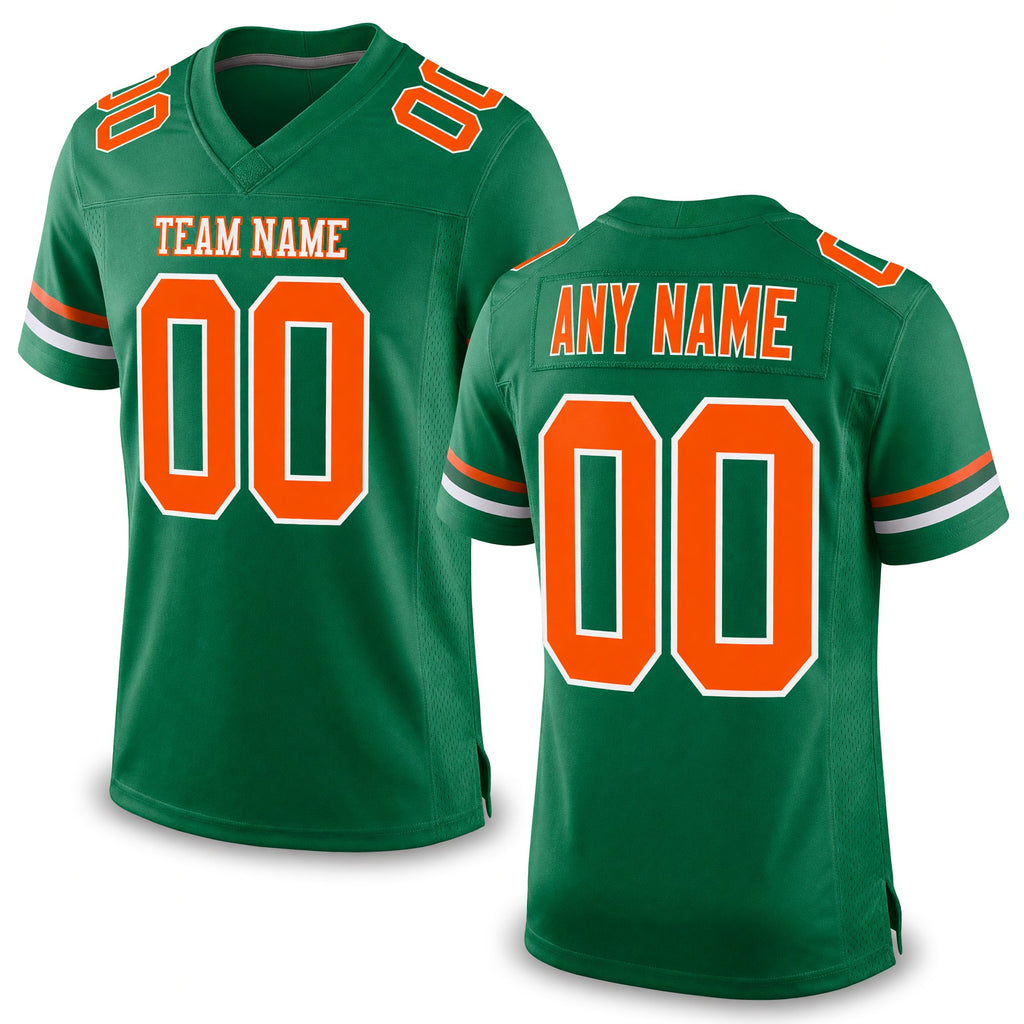 Custom Kelly Green Orange-White Mesh Authentic Football Jersey