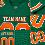 Custom Kelly Green Orange-White Mesh Authentic Football Jersey detail