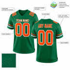 Custom Kelly Green Mesh Authentic Football Jersey with Orange and White Lettering Design 0294 customization guide