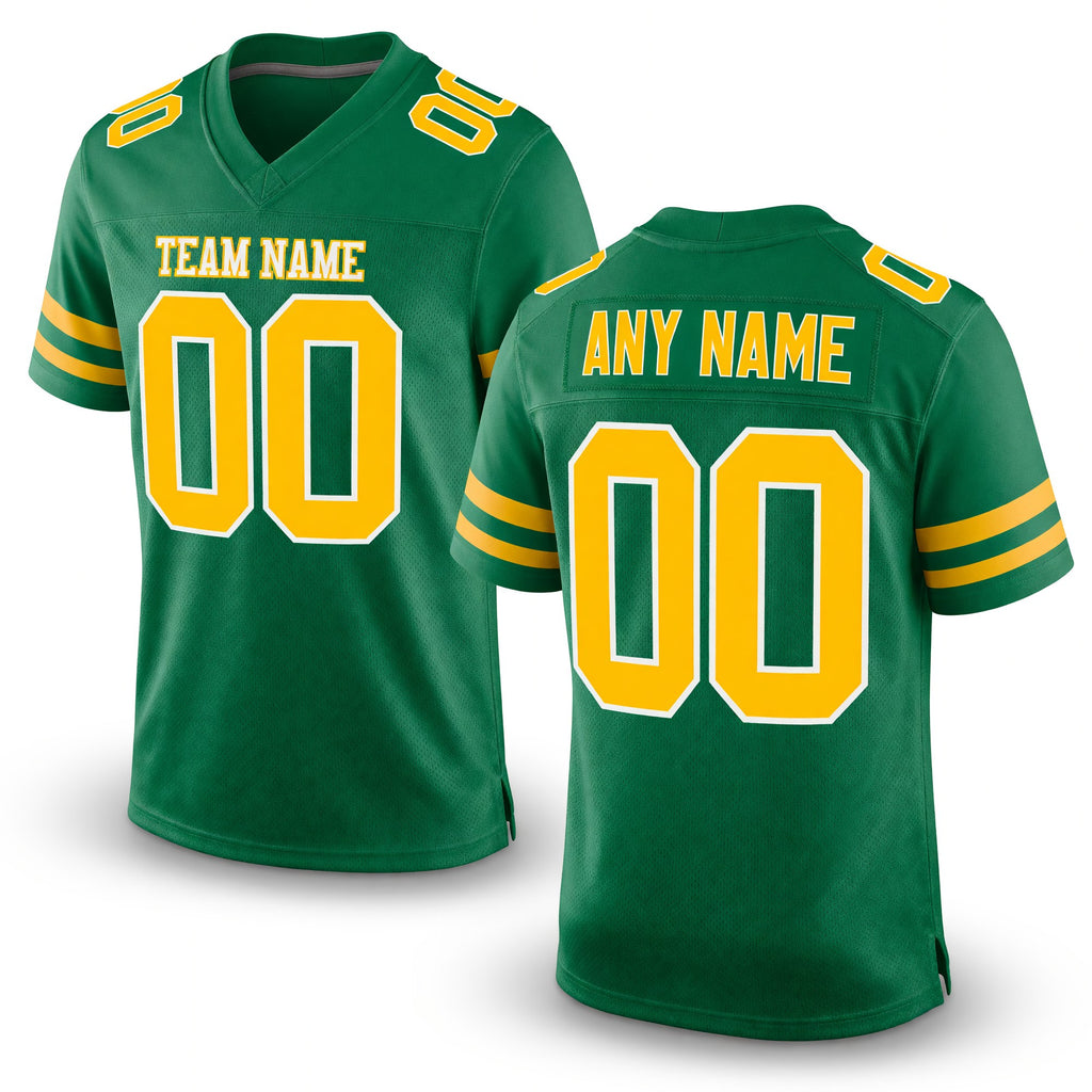 Custom Kelly Green Gold-White Mesh Authentic Football Jersey