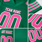 Custom Kelly Green Pink-White Mesh Authentic Football Jersey detail
