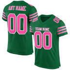 Custom Kelly Green Pink-White Mesh Authentic Football Jersey photo 1