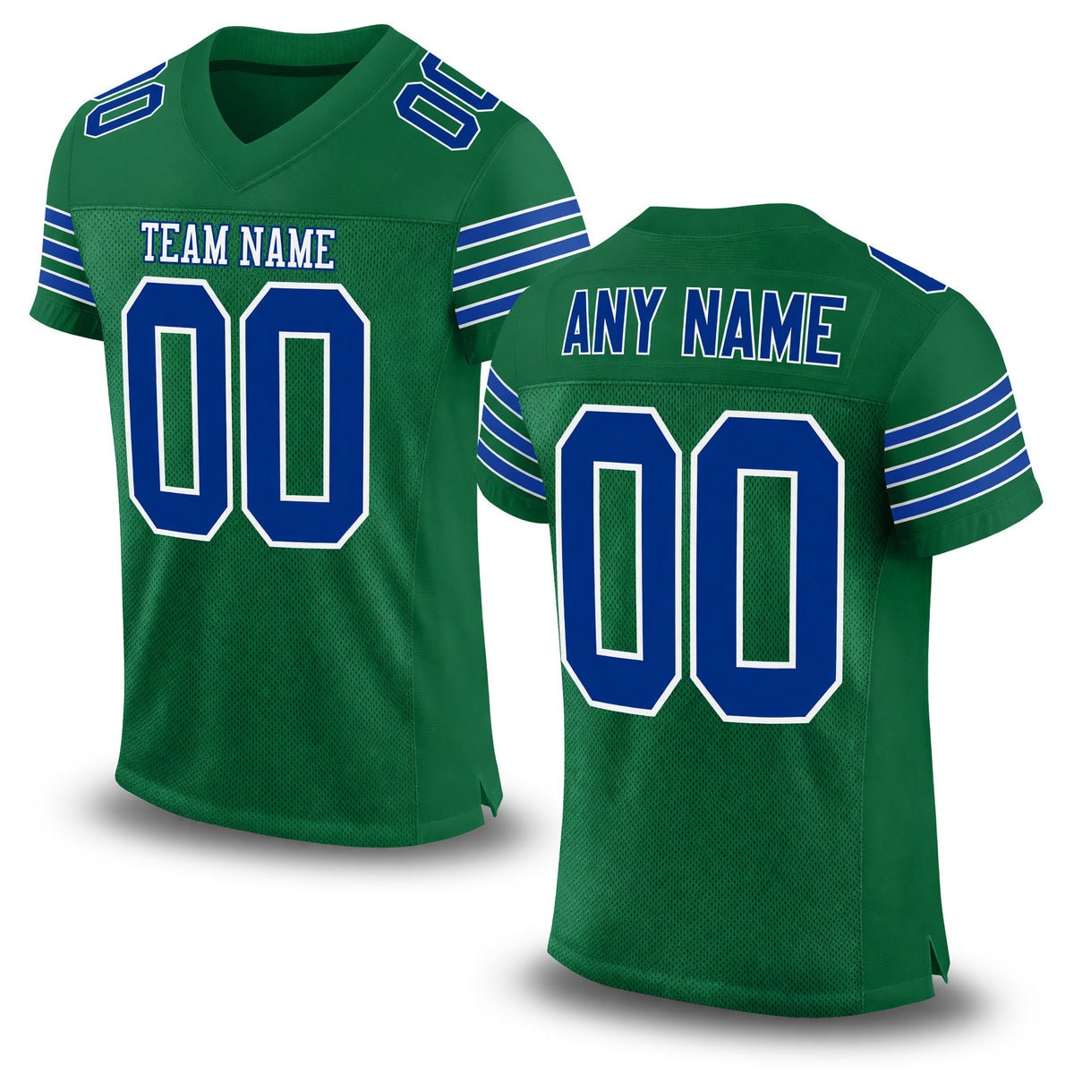 Custom Kelly Green Royal-White Mesh Authentic Football Jersey