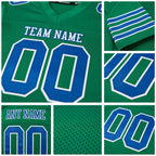 Custom Kelly Green Royal-White Mesh Authentic Football Jersey detail