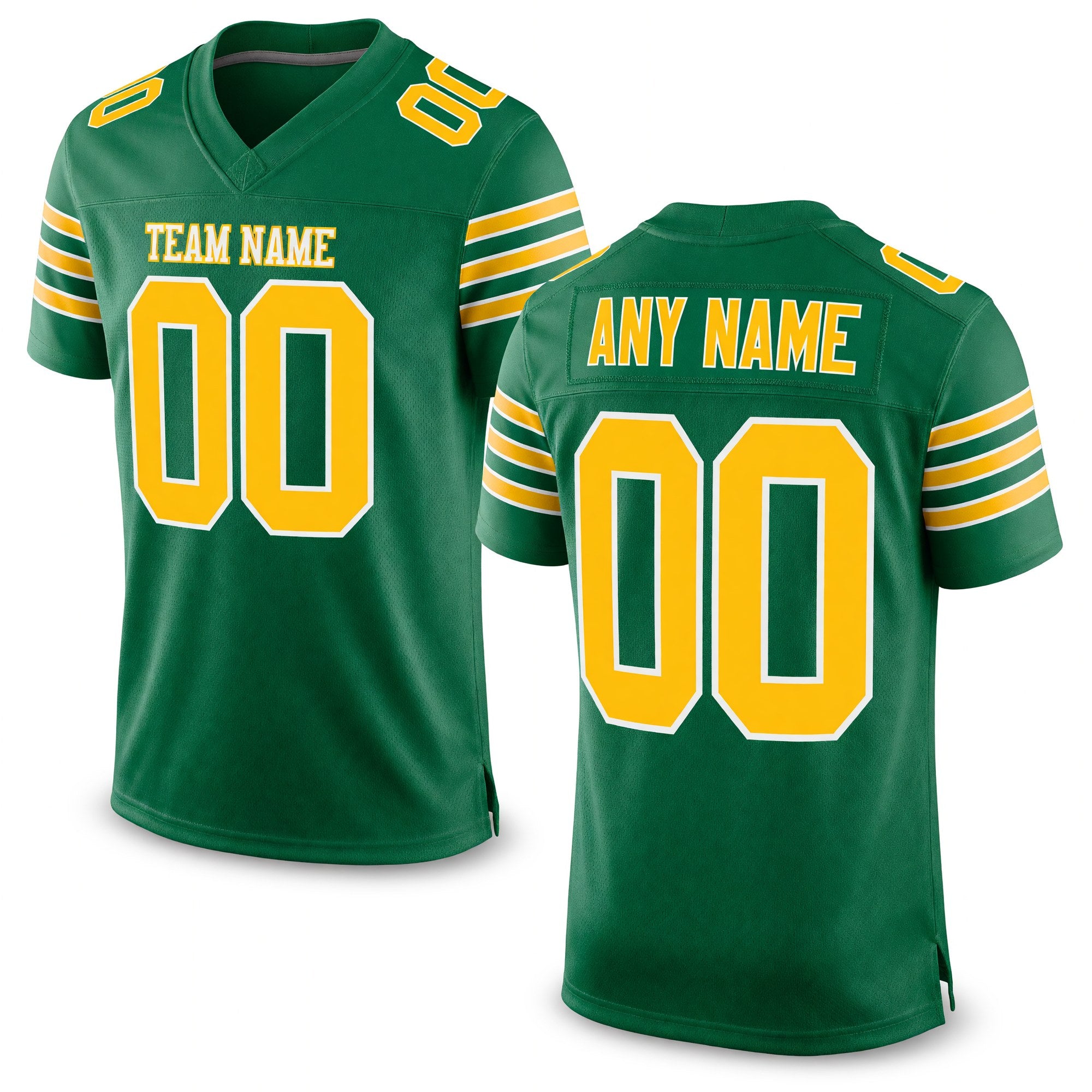Custom Kelly Green Gold-White Mesh Authentic Football Jersey