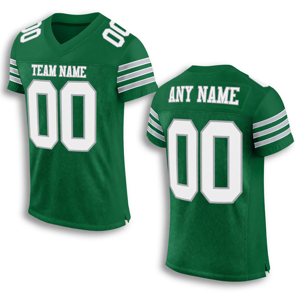 Custom Kelly Green White-Gray Mesh Authentic Football Jersey