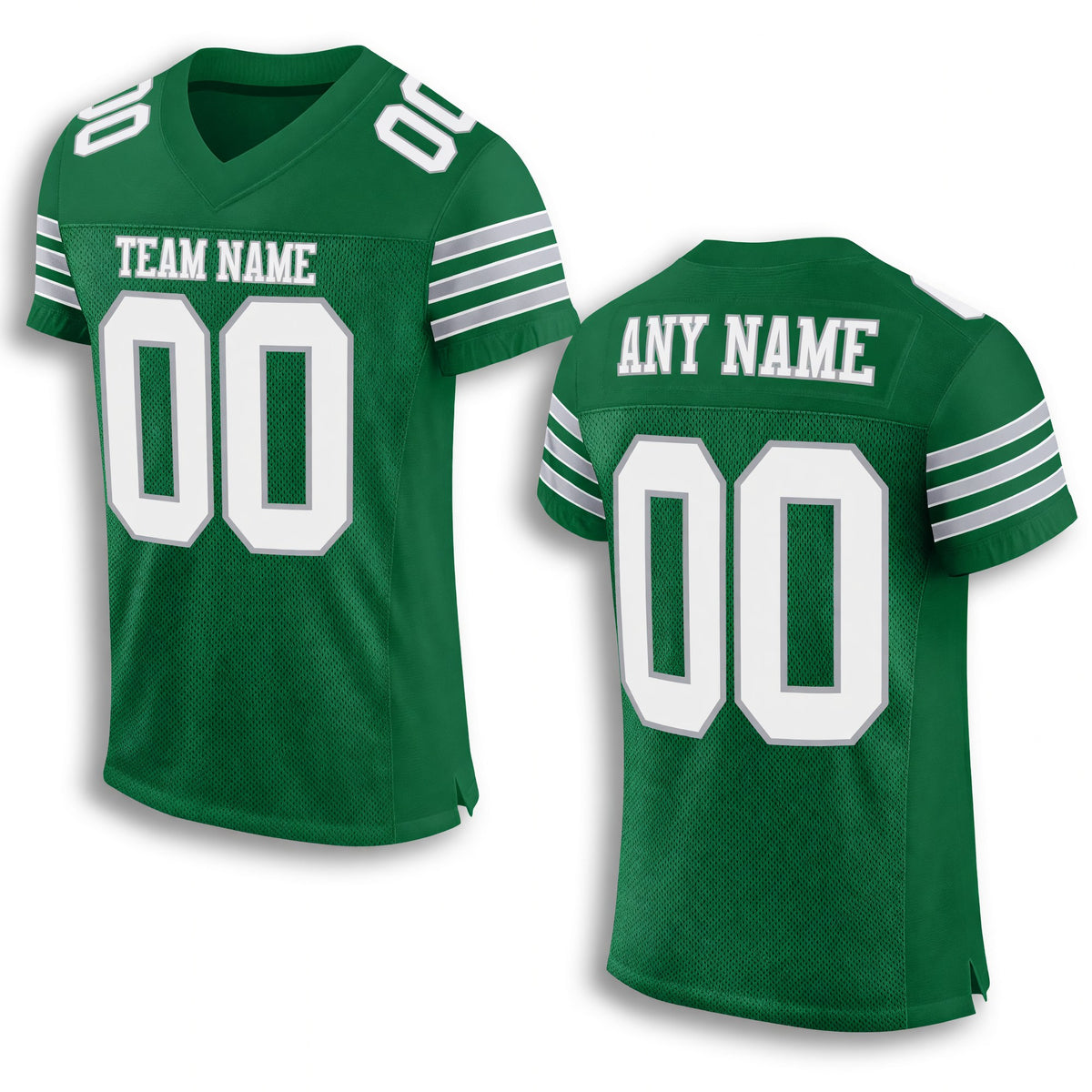 Custom Kelly Green White-Gray Mesh Authentic Football Jersey