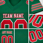 Custom Kelly Green Red-White Mesh Authentic Football Jersey detail