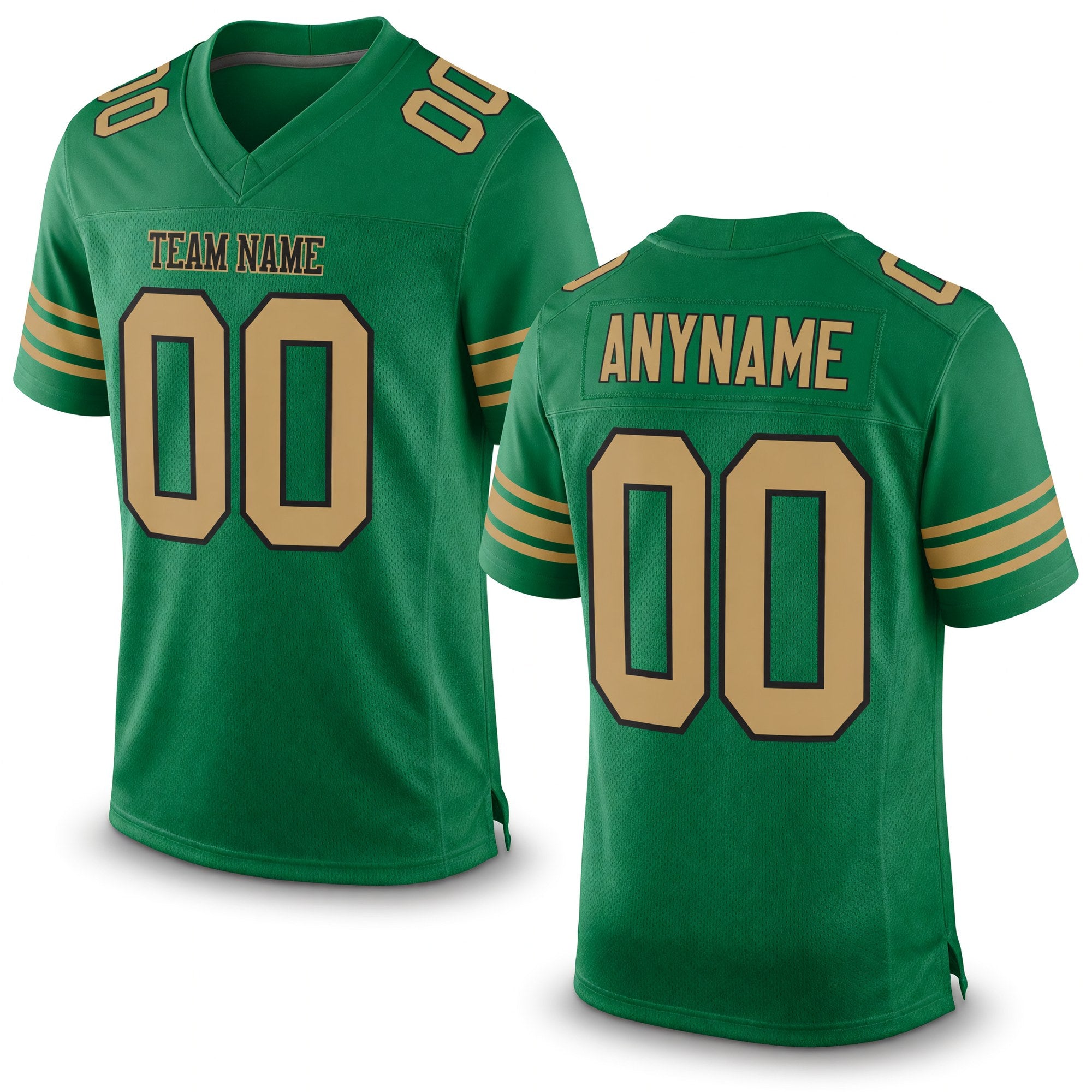Custom Kelly Green Old Gold-Black Mesh Authentic Football Jersey