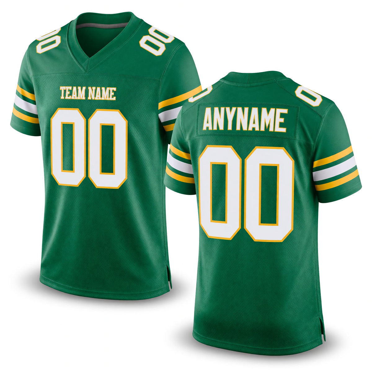 Custom Kelly Green White-Gold Mesh Authentic Football Jersey