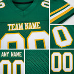 Custom Kelly Green White-Gold Mesh Authentic Football Jersey detail