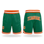 Custom Kelly Green Orange-White Authentic Throwback Basketball Shorts