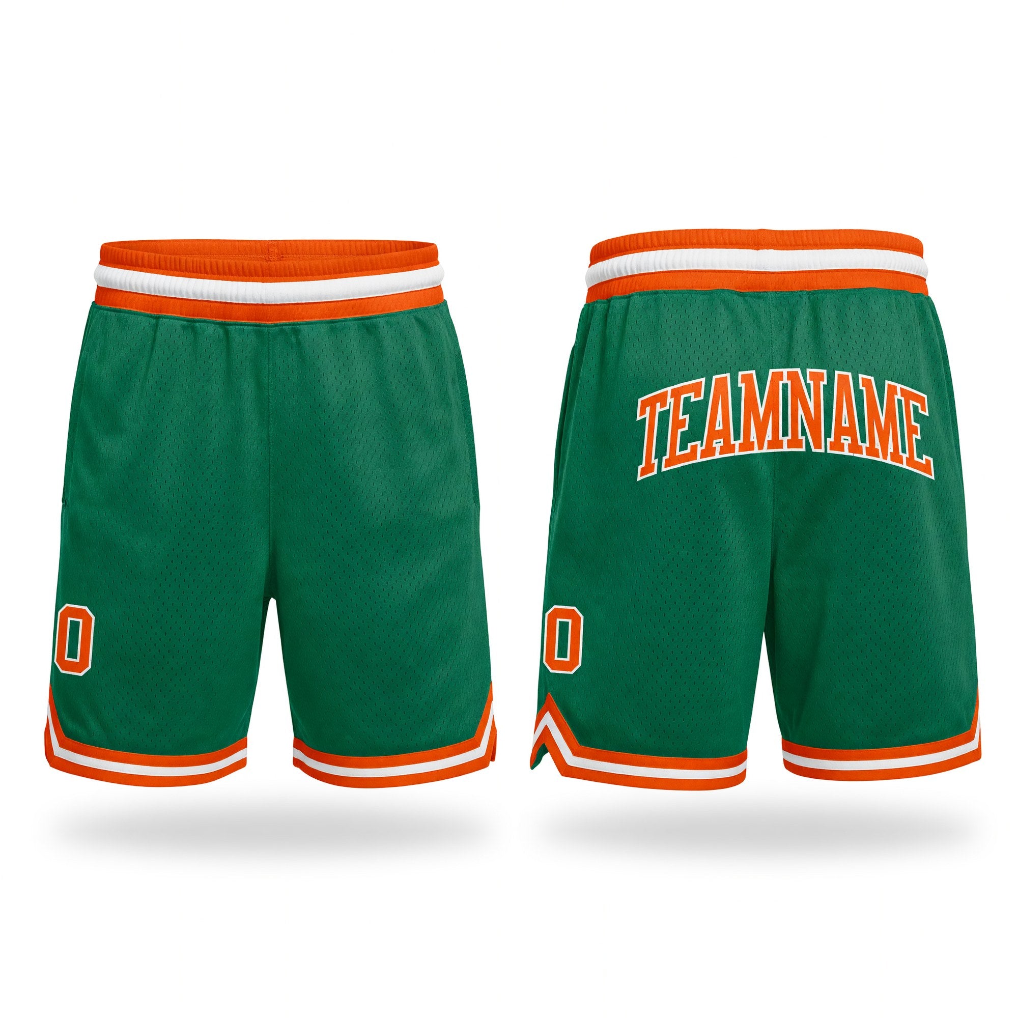 Custom Kelly Green Orange-White Authentic Throwback Basketball Shorts