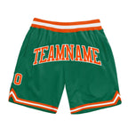 Custom Kelly Green Orange-White Authentic Throwback Basketball Shorts photo 1