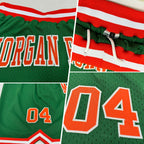 Custom Kelly Green Orange-White Authentic Throwback Basketball Shorts photo 2