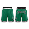 Custom Kelly Green Black-White Authentic Throwback Basketball Shorts