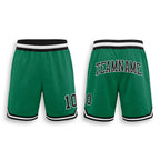 Custom Kelly Green Black-White Authentic Throwback Basketball Shorts