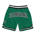 Custom Kelly Green Black-White Authentic Throwback Basketball Shorts photo 1