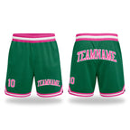 Custom Kelly Green Pink-White Authentic Throwback Basketball Shorts