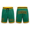 Custom Kelly Green Black-Gold Authentic Throwback Basketball Shorts