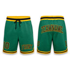 Custom Kelly Green Black-Gold Authentic Throwback Basketball Shorts