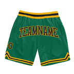Custom Kelly Green Black-Gold Authentic Throwback Basketball Shorts photo 1