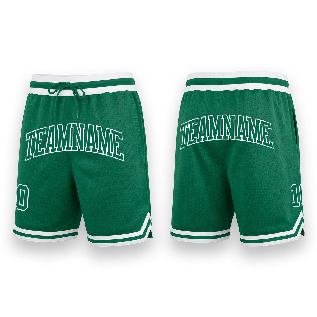 Custom Kelly Green Kelly Green-White Authentic Throwback Basketball Shorts