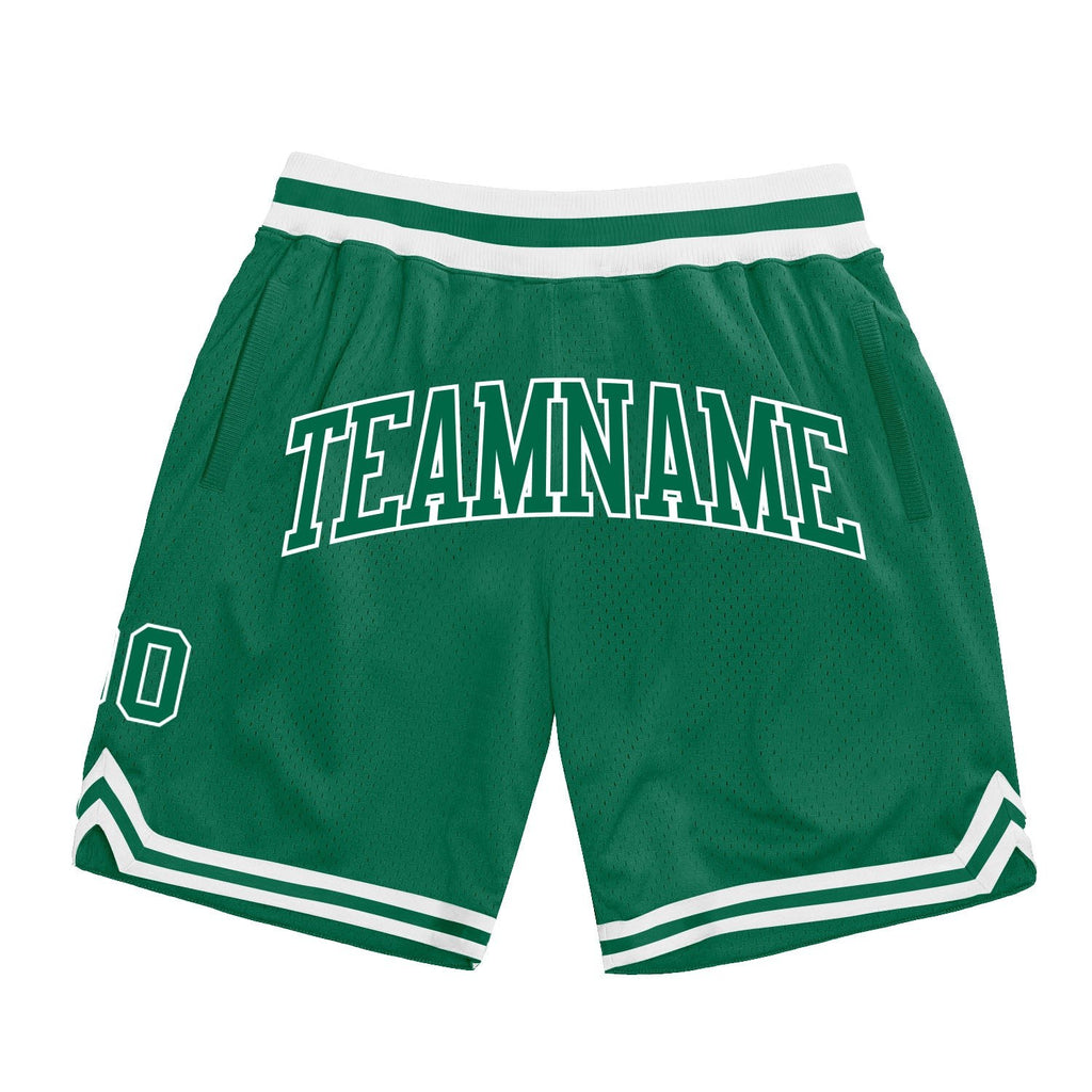 Custom Kelly Green Kelly Green-White Authentic Throwback Basketball Shorts photo 1