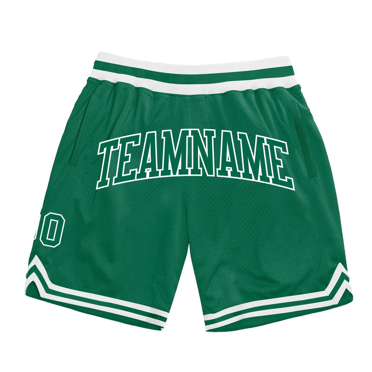 Custom Kelly Green Kelly Green-White Authentic Throwback Basketball Shorts photo 1