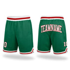 Custom Kelly Green White-Red Authentic Throwback Basketball Shorts
