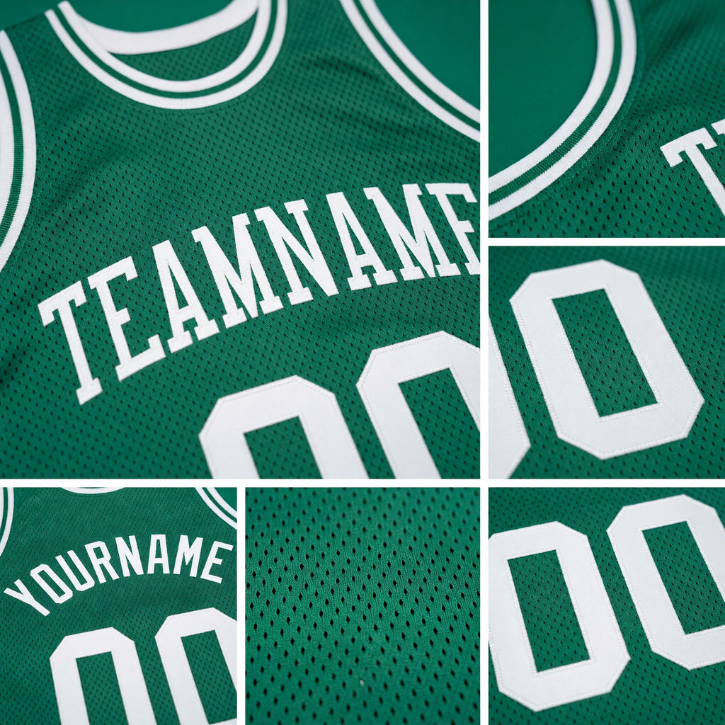 Custom Kelly Green White Authentic Throwback Basketball Jersey detail