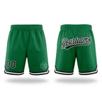 Custom Kelly Green Black-White Authentic Throwback Basketball Shorts