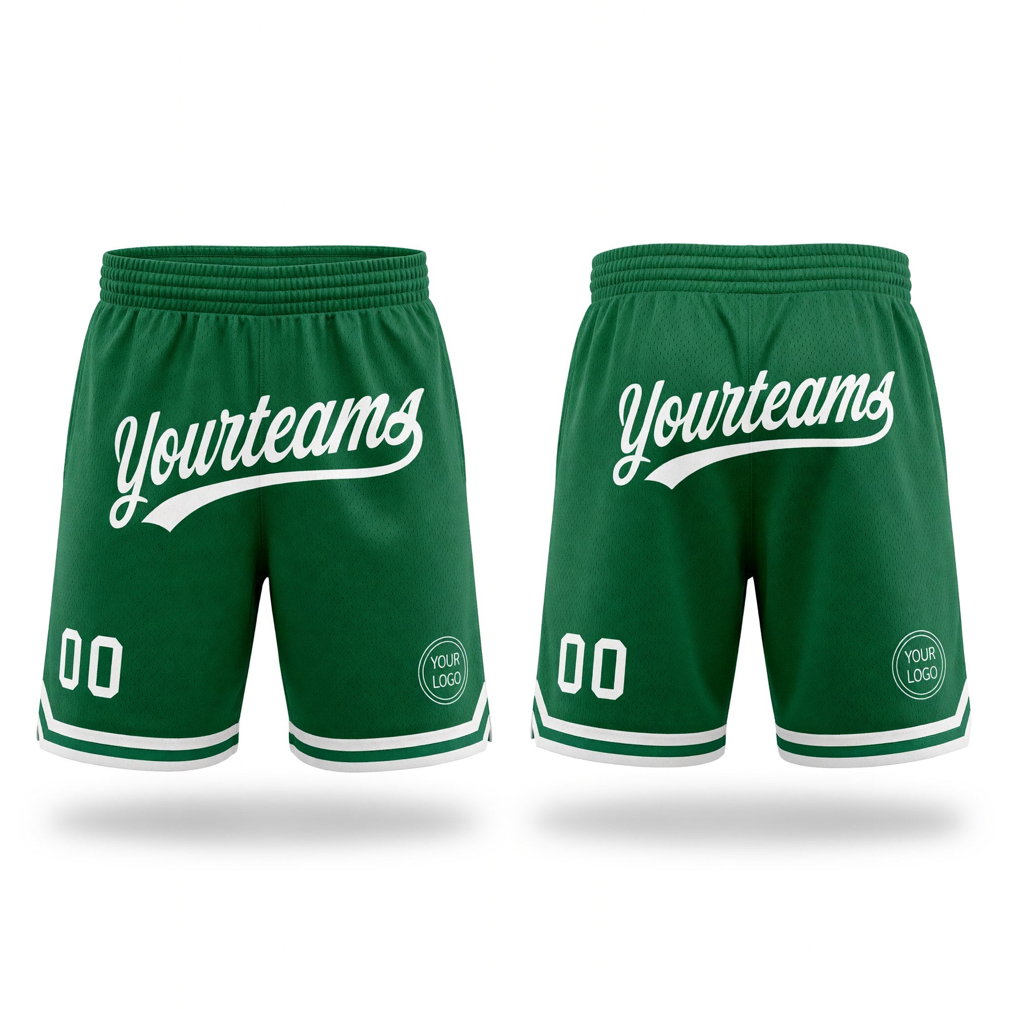 Custom Kelly Green White Authentic Throwback Basketball Shorts