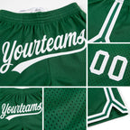 Custom Kelly Green White Authentic Throwback Basketball Shorts detail
