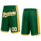 Custom Kelly Green White-Yellow Authentic Basketball Shorts