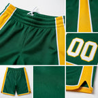 Custom Kelly Green White-Yellow Authentic Basketball Shorts detail