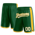 Custom Kelly Green White-Yellow Authentic Basketball Shorts photo 1