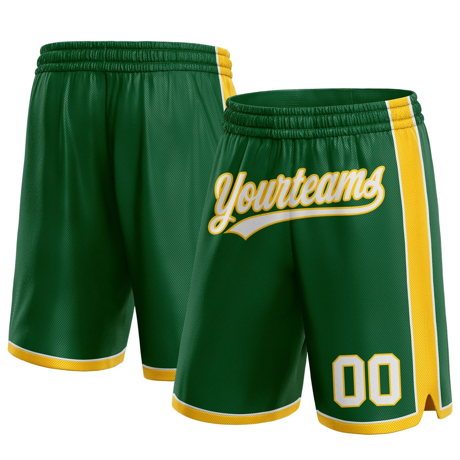 Custom Kelly Green White-Yellow Authentic Basketball Shorts photo 1