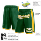 Custom Kelly Green White-Yellow Authentic Basketball Shorts photo 2