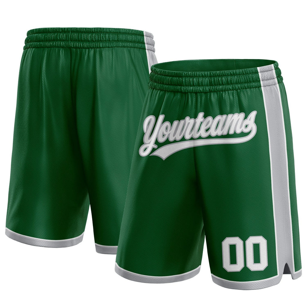 Custom Kelly Green White-Gray Authentic Basketball Shorts photo 1