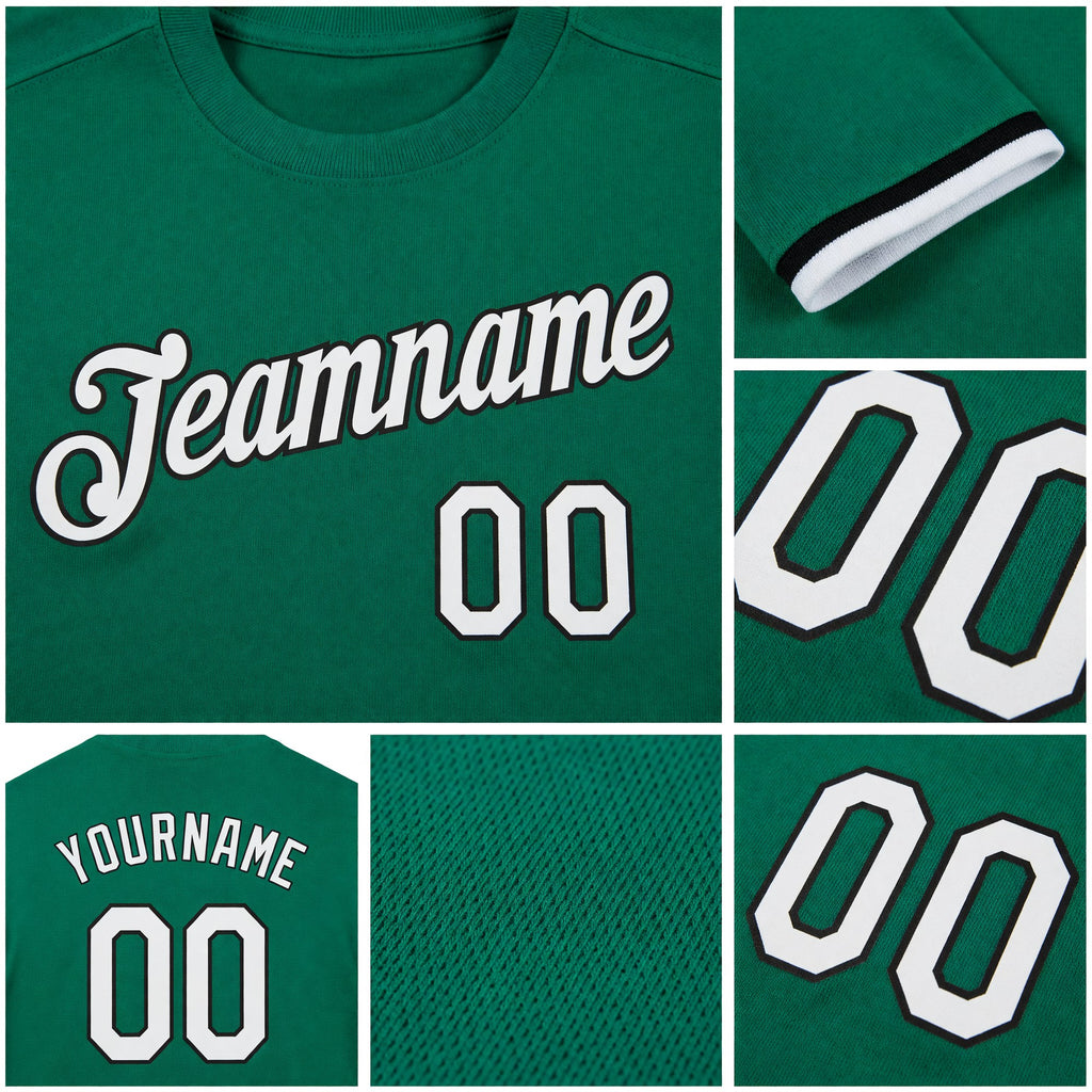 Custom Kelly Green White-Black Performance T-Shirt detail