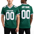 Custom Kelly Green White-Gray Mesh Authentic Football Jersey worn front and back