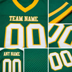 Custom Kelly Green White-Gold Mesh Authentic Football Jersey detail