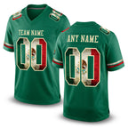 Custom Kelly Green Vintage Mexican Flag-City Cream Mesh Authentic Football Jersey