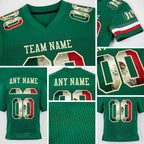 Custom Kelly Green Vintage Mexican Flag-City Cream Mesh Authentic Football Jersey detail