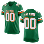Custom Kelly Green White-Orange Mesh Authentic Football Jersey